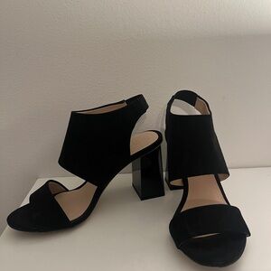 Chic Black Suede Block Heel Sandals
